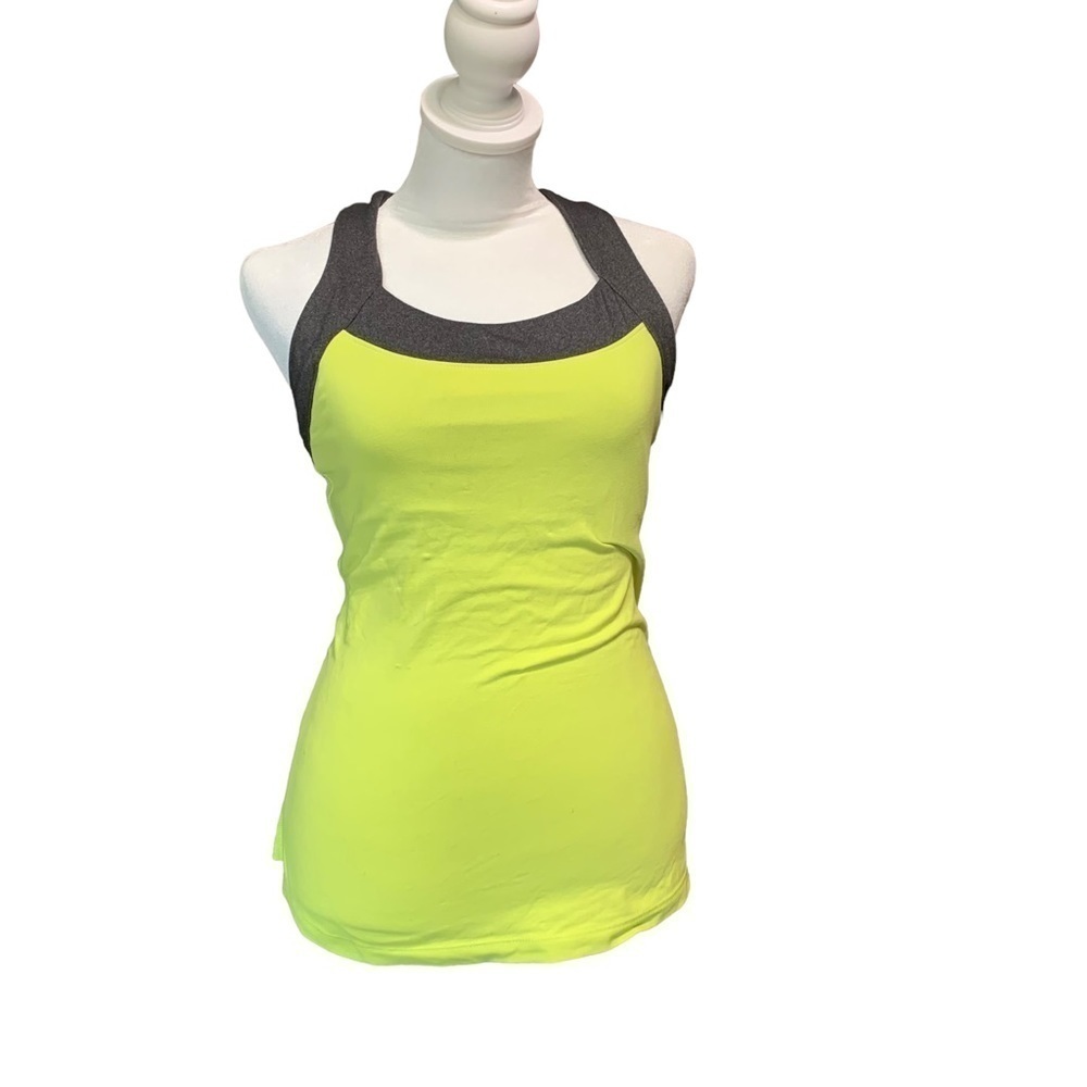 Lucy Lime Green and black Crossback Sleeveless Tank Top size Small